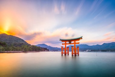 Miyajima, Hiroshima, Japan at Itsukushima Shrine. clipart