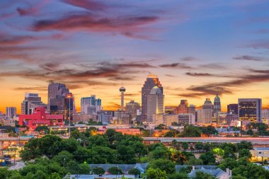 San Antonio, Texas, ABD şehir manzarası.