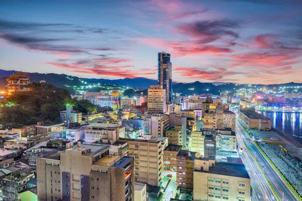 Keelung Tajwan Panoramę Świcie — Zdjęcie stockowe