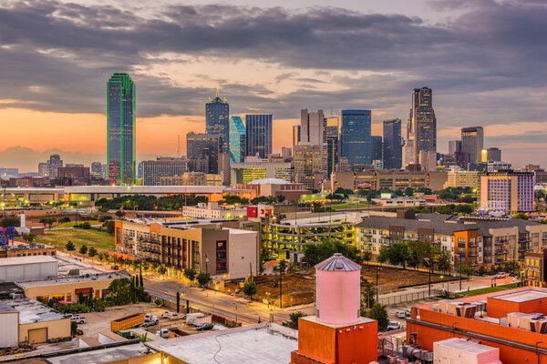 Dallas, Texas, USA skyline at dusk.
