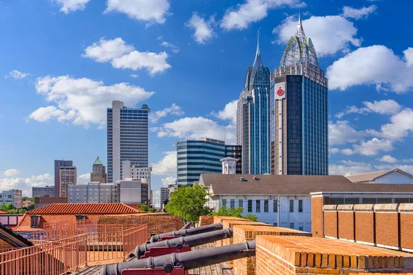 Mobile, Alabama, ABD silueti ve kalesi.