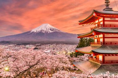 Fujiyoshida, Japonya bahar manzara