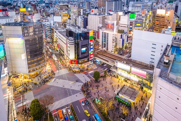 日本城市景观的争夺人行横道 — 图库照片