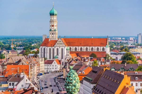 Skyline van de stad Augsburg, Duitsland — Stockfoto