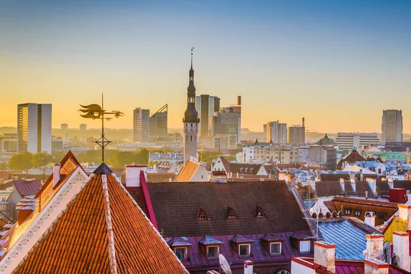 Tallin Estonia Skyline Con Arquitectura Nueva Antigua — Foto de Stock