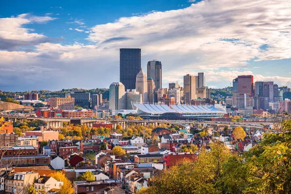 Panoramę Pittsburgh Pennsylvania Usa Wzgórz — Zdjęcie stockowe