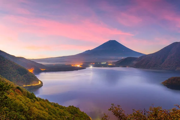 Fuji Japan Herfst Dageraad Motosu Lake — Stockfoto