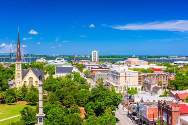 Charleston, Güney Karolina, ABD skyline Marion Meydanı üzerinde.