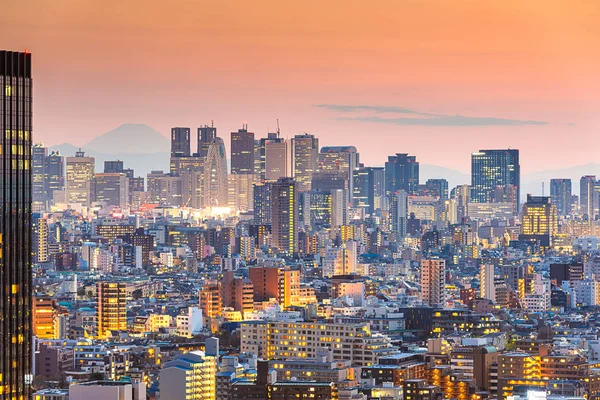 Tokyo, Japan stadsbild med Shinjuku Ward och Mt. Fuji Ordförande — Stockfoto