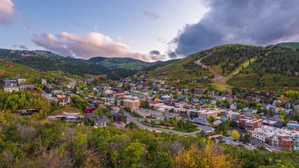 Park City Utah Usa Centrum Stadsgezicht Tijd Verval — Stockvideo