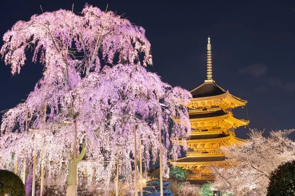 Pagode To-ji au printemps à Kyoto, Japon — Photo