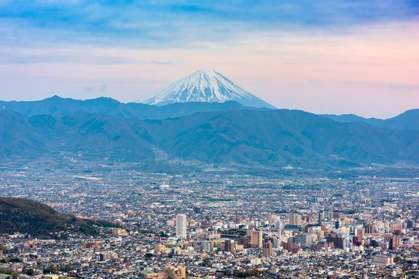 Kofu, Japan skyline with Mt. Fuji. — Stock Photo, Image