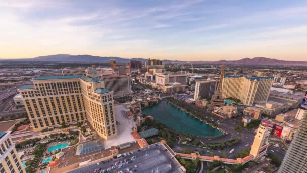 Las Vegas Nevada Usa Skyline Час Минув Над Смугою — стокове відео