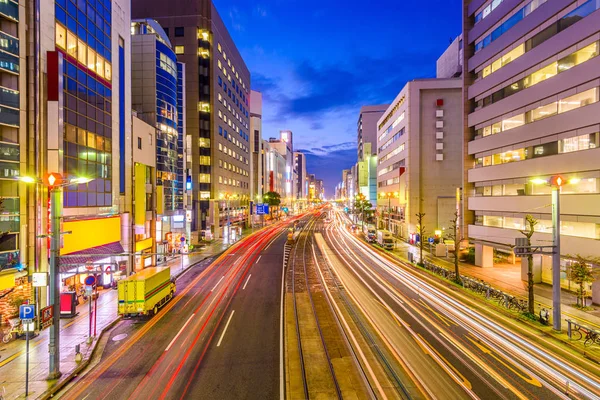 Hiroshima, japanischer Stadtanblick über der Avenida Aioi-dori, der Cent — Stockfoto