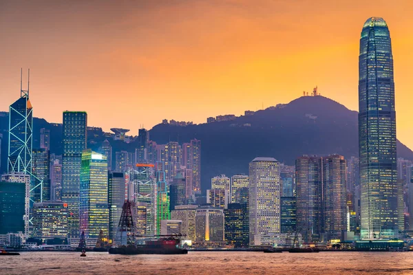 Hong Kong, China Stadsgezicht Op Victoria Harbor — Stockfoto