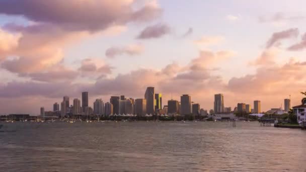 Miami Flórida Eua Skyline Centro Cidade Crepúsculo Noite — Vídeo de Stock