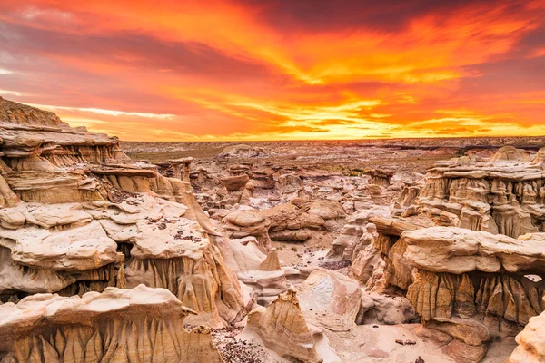 Bisti Badlands, New Mexico, USA hoodoo rock formations — Stock Photo, Image