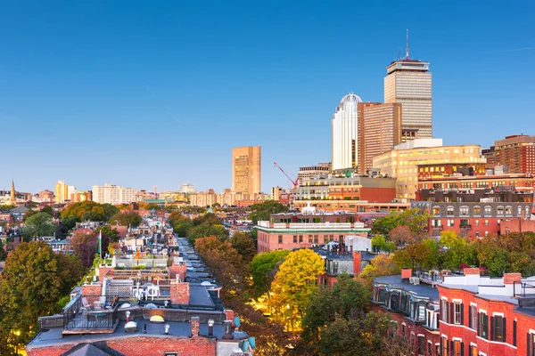 Boston Massachusetts Usa Skyline Vanuit Het Zuiden Bij Schemering — Stockfoto
