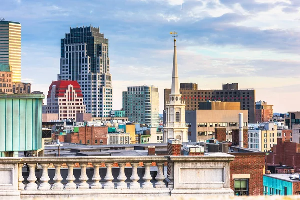 Βοστώνη, Μασαχουσέτη, Usa Rooftop Cityscape — Φωτογραφία Αρχείου