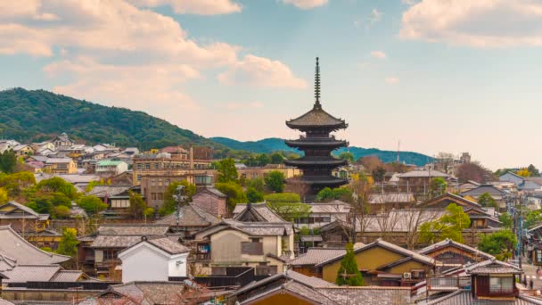 Kyoto Japão Skyline Cidade Velha Distrito Higashiyama Tarde — Vídeo de Stock