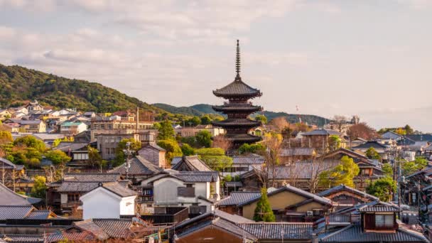 Kyoto Japans Gamla Stadssiluett Higashiyama Distriktet Eftermiddagen — Stockvideo