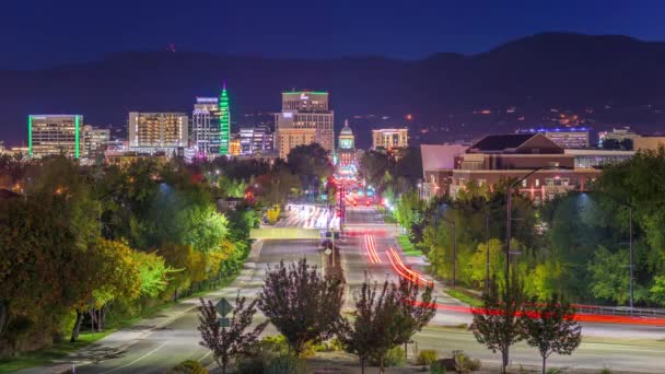 Boise Idaho Estados Unidos Paisaje Urbano Céntrico Atardecer — Vídeos de Stock