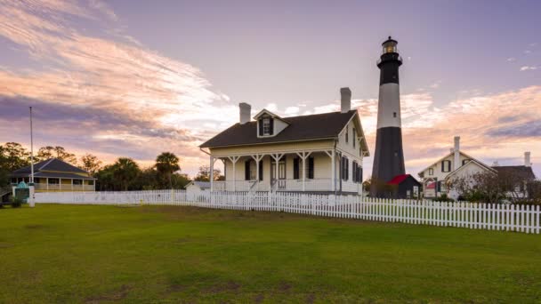 Tybee Island Geórgia Eua Farol Entardecer — Vídeo de Stock