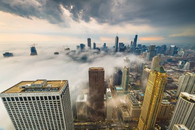Chicago, Il, Usa Misty Skyline