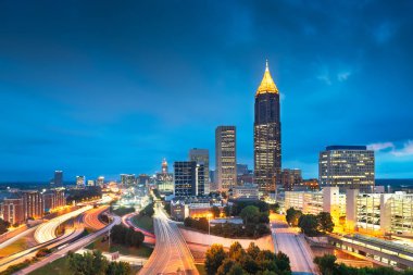 Atlanta, Georgia, ABD şehir cityscape geceleri