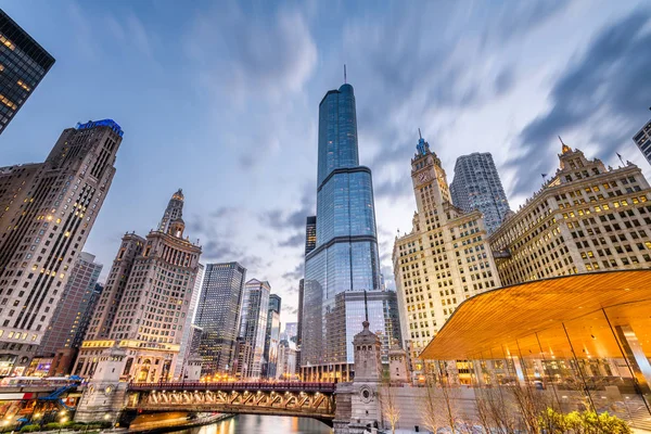 Chicago, Illinois, Usa River Cityscape — стокове фото