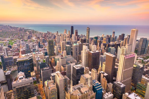 Chicago, Illinois, Usa Havacılık Skyline Manzarası — Stok fotoğraf