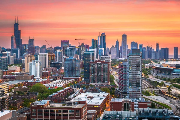 Chicago, Illinois, Estados Unidos Downtown City Skyline — Foto de Stock