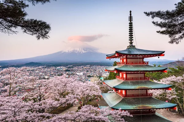 Fujiyoshida, Japão com Mt. Pagode de Fuji e Chureito — Fotografia de Stock