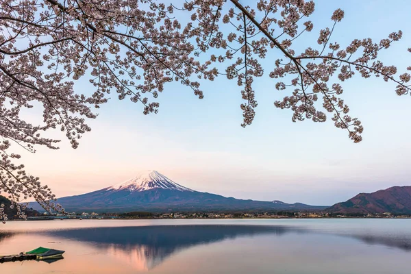 山。 春日在川口湖畔的富士 — 图库照片