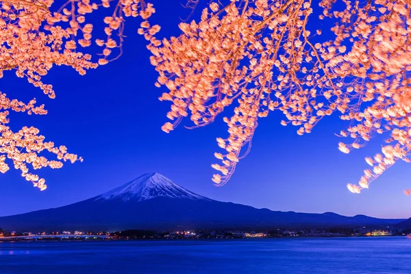 Mt. Fuji, Japan on Lake Kawaguchi in Spring — Stok fotoğraf