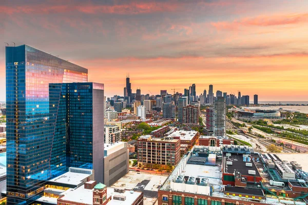 Chicago, Illinois, Usa Downtown City Skyline — стокове фото