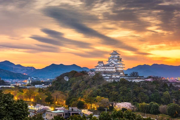 Хімеджі Японія Світанковий Ландшафт Замком — стокове фото