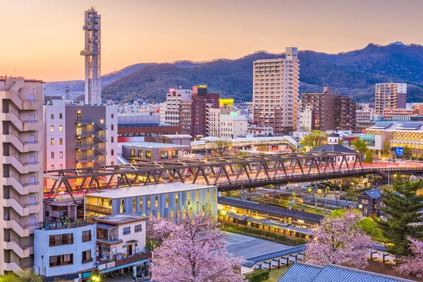 Kofu, Japan Stadsgezicht in het voorjaar — Stockfoto