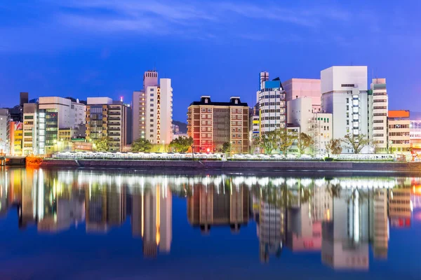 Hirošima, Japonsko River Cityscape — Stock fotografie