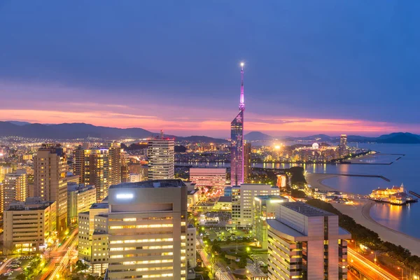 Fukuoka, Japonsko Panorama a věž — Stock fotografie