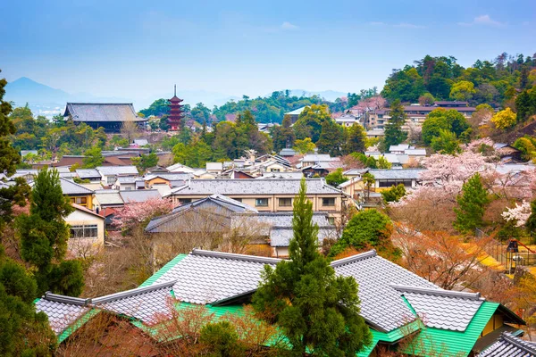 Miyajima Hiroşima Japonya Hava Kararınca Şehir Merkezi — Stok fotoğraf