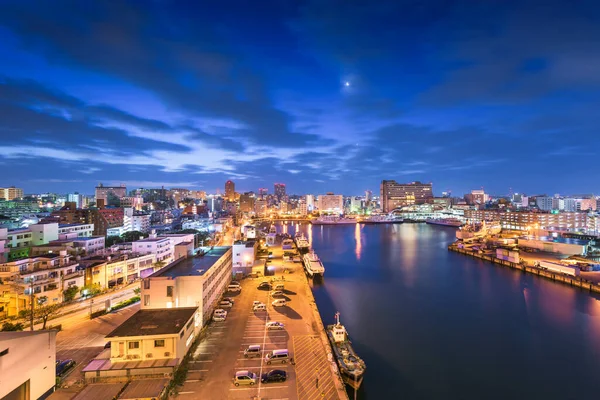 Naha Okinawa Japão Skyline Centro Cidade Amanhecer Porto Tomari — Fotografia de Stock