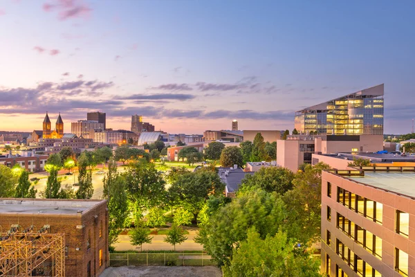 Akron Ohio Eua Skyline Centro Cidade Entardecer — Fotografia de Stock