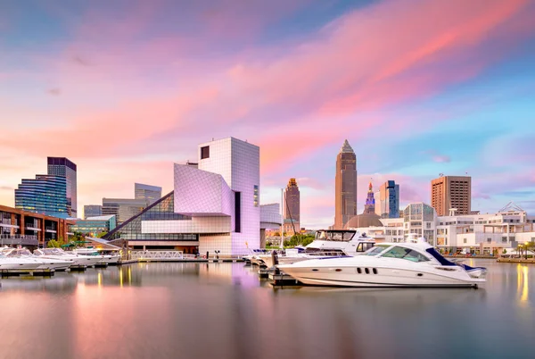 Cleveland Ohio Usa Městské Panorama Přístav Soumraku — Stock fotografie