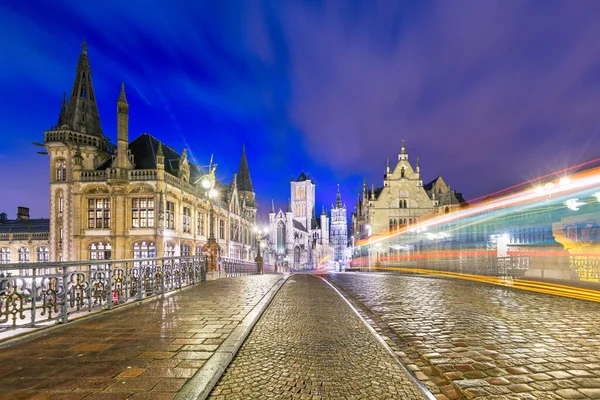 Gent Belgien Altstadtbild Aus Der Graslei Sind Der Morgendämmerung — Stockfoto