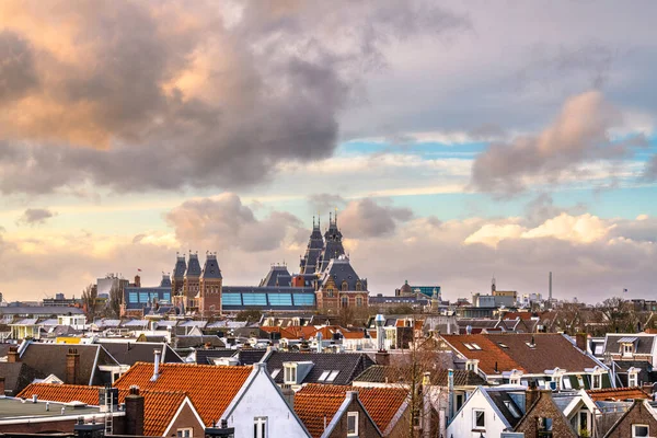 Άμστερνταμ Ολλανδία Άποψη Του Αστικού Τοπίου Από Pijp Σούρουπο — Φωτογραφία Αρχείου