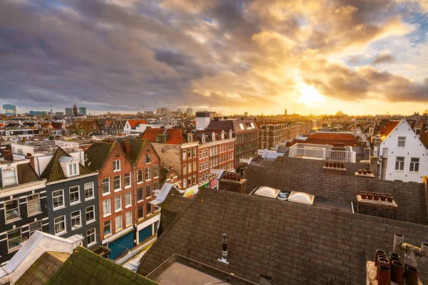 Amsterdam Pays Bas Vue Paysage Urbain Depuis Pijp Crépuscule — Photo