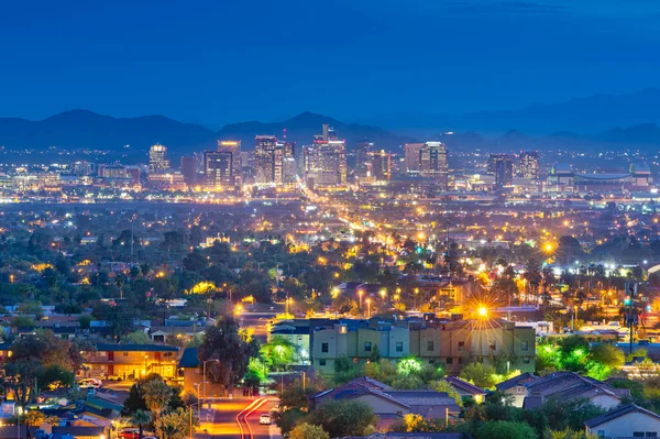 Phoenix Arizona Abd Alacakaranlıkta Şehir Manzarası — Stok fotoğraf