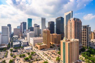 Houston, Teksas, ABD Şehir merkezi Öğleden sonra gökyüzü.