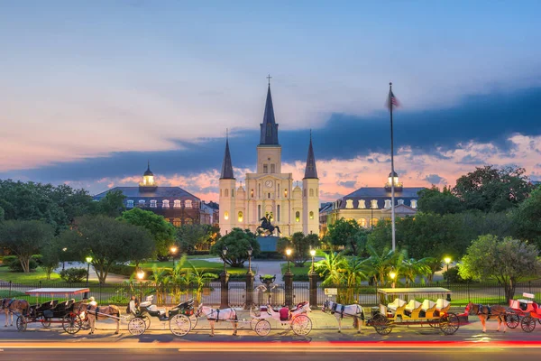 New Orleans Louisiana Usa Kilátás Jackson Square Éjszaka — Stock Fotó